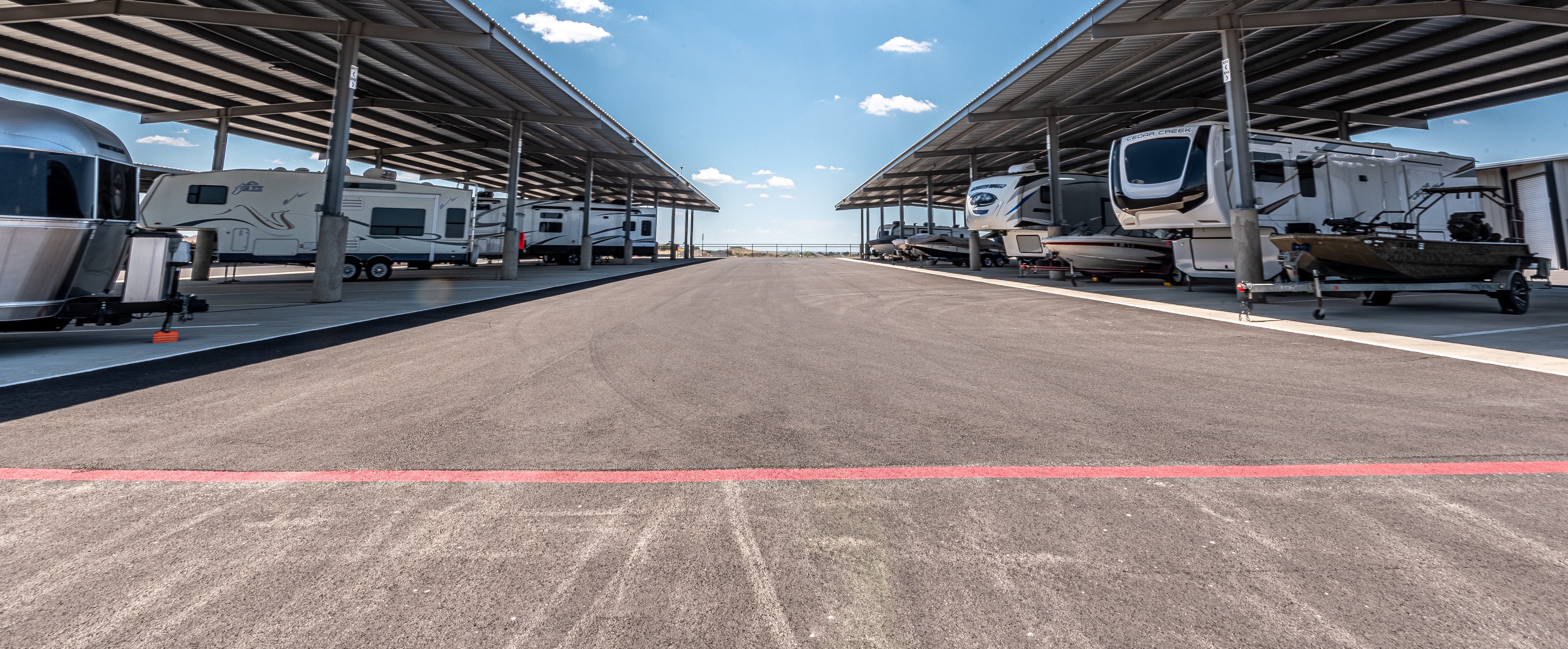 Haslet Boat & RV Storage has luxury amenities for your convenience, including vacuums, a wash area, dump station, portable water, air compressors and an ice machine